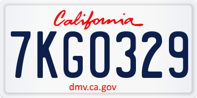 CA license plate 7KGO329