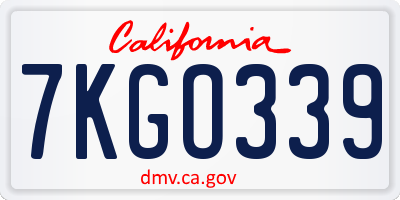 CA license plate 7KGO339