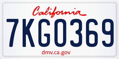 CA license plate 7KGO369