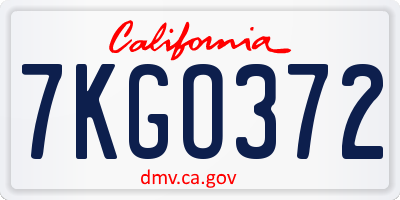 CA license plate 7KGO372