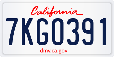 CA license plate 7KGO391