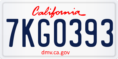 CA license plate 7KGO393