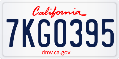 CA license plate 7KGO395