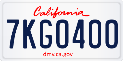 CA license plate 7KGO400
