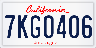 CA license plate 7KGO406