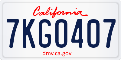 CA license plate 7KGO407