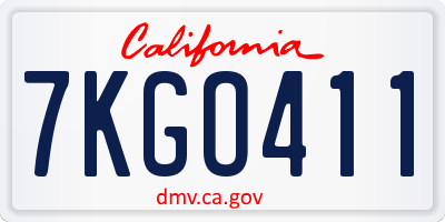 CA license plate 7KGO411
