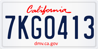 CA license plate 7KGO413