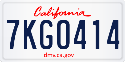 CA license plate 7KGO414