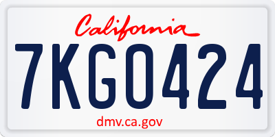 CA license plate 7KGO424