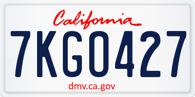CA license plate 7KGO427