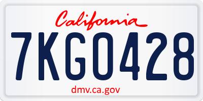 CA license plate 7KGO428