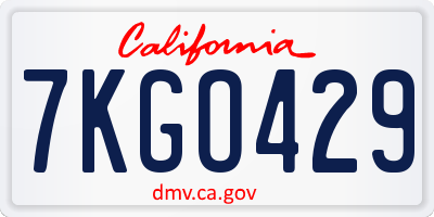 CA license plate 7KGO429