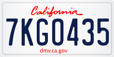 CA license plate 7KGO435