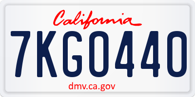CA license plate 7KGO440