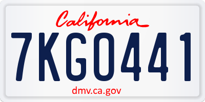 CA license plate 7KGO441