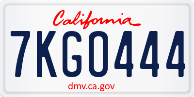 CA license plate 7KGO444