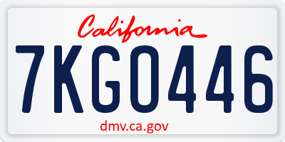 CA license plate 7KGO446