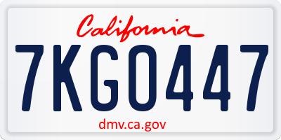 CA license plate 7KGO447