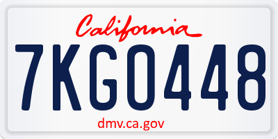 CA license plate 7KGO448