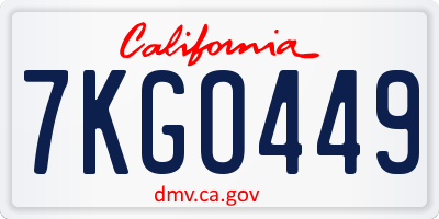 CA license plate 7KGO449