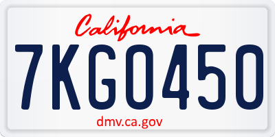 CA license plate 7KGO450