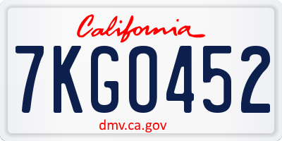 CA license plate 7KGO452