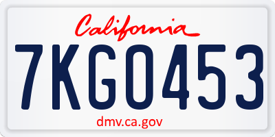CA license plate 7KGO453