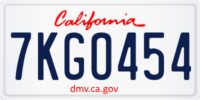 CA license plate 7KGO454