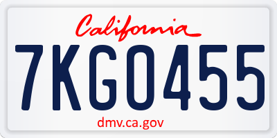 CA license plate 7KGO455