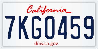 CA license plate 7KGO459