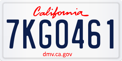 CA license plate 7KGO461