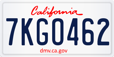 CA license plate 7KGO462