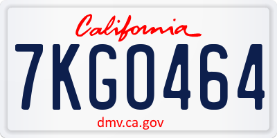 CA license plate 7KGO464