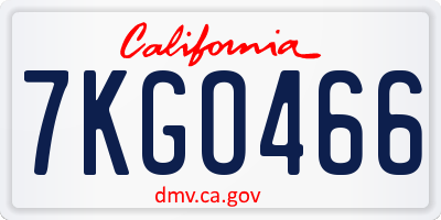 CA license plate 7KGO466