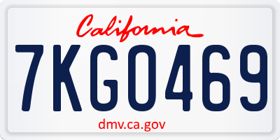 CA license plate 7KGO469