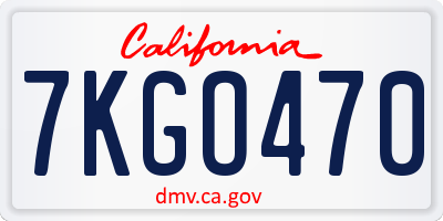 CA license plate 7KGO470