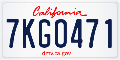 CA license plate 7KGO471