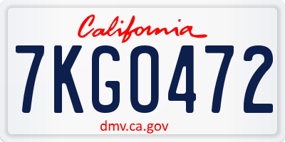 CA license plate 7KGO472