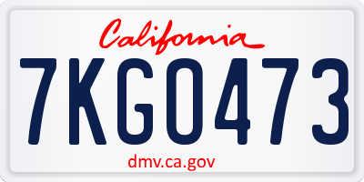CA license plate 7KGO473