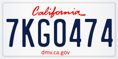 CA license plate 7KGO474