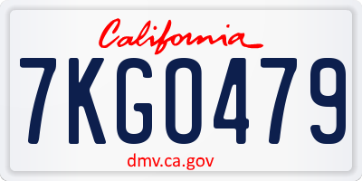 CA license plate 7KGO479