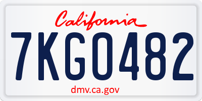 CA license plate 7KGO482