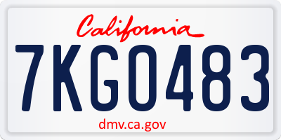 CA license plate 7KGO483