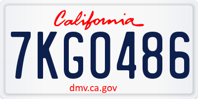 CA license plate 7KGO486