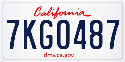 CA license plate 7KGO487