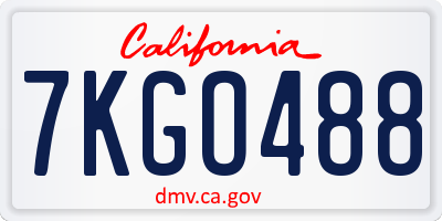 CA license plate 7KGO488