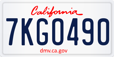 CA license plate 7KGO490