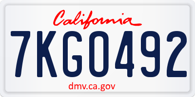 CA license plate 7KGO492