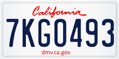 CA license plate 7KGO493